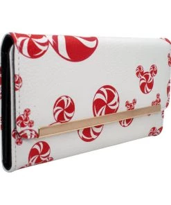Buckle-Down Mickey And Minnie Mouse Mickey Mouse Peppermint Candy Swirl Ears White Red Women's Wallet