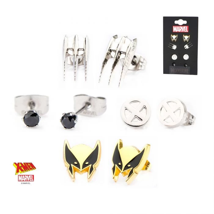 Body Vibe Marvel Wolverine Stud Earrings 4pc Pack. 3 Body Vibe Marvel Wolverine Stud Earrings 4pc Pack.