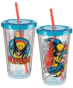 Vandor Marvel Comics - X-Men - Wolverine 18 Oz Acrylic Travel Cup With Lid And Straw