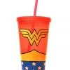 Silver Buffalo DC Comics Wonder Woman Uniform Plastic Cold Cup With Lid And Straw