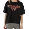 Bioworld DC Comics Wonder Woman Black & Pink W/ Floral Pattern T Shirt