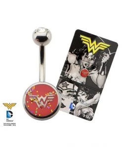Body Vibe DC Comics Navel With Rainbow Sprinkled Wonder Woman Fixed Logo Charm