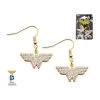 Body Vibe Gold IP Clear CZ Wonder Woman Hook Dangle Earrings DC Comics