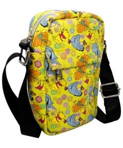 Buckle-Down Winnie The Pooh And Floral Collage Yellow Woman's Crossbody Wallet