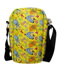 Buckle-Down Winnie The Pooh And Floral Collage Yellow Woman's Crossbody Wallet