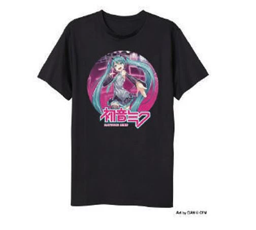Bioworld Hatsune In Circle Frame With Kanji Logo Black Men's T-shirt Anime 3 Bioworld Hatsune In Circle Frame With Kanji Logo Black Men's T-shirt Anime
