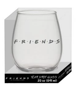 Silver Buffalo "Friends" Tear Drop Drinking Glass, 20-Ounce, Clear