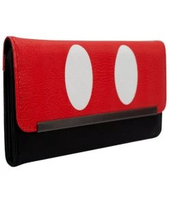 Buckle-Down Mickey Mouse Short Buttons Red Women's Envelope Fold Over Wallet